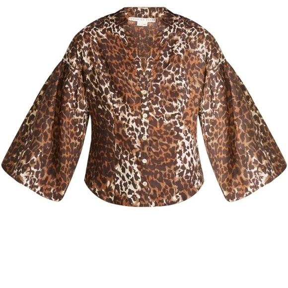Veronica Beard Aileen Top in Linen Animal Print - Picture 1 of 12